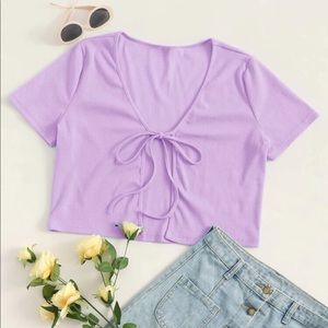 NWOT: Tie front, rib knit crop top